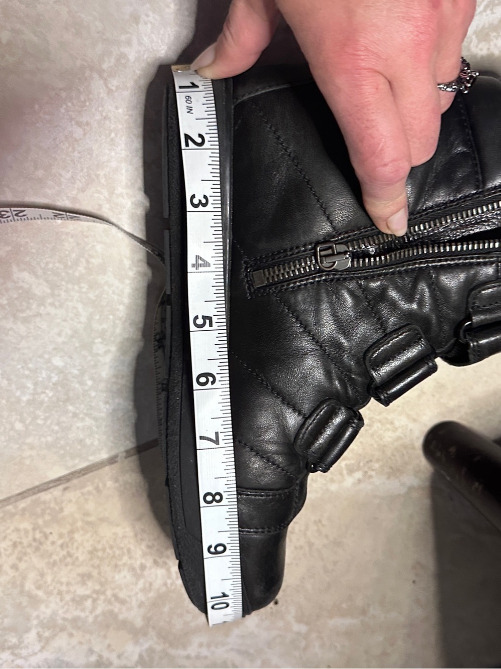 Prada Sport Black Leather Triple Strap High Top Wedge Sneakers 39 - Picture 11 of 13